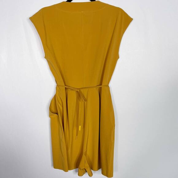 Athleta S Yellow Tuscan Gold Marlow Romper Featherweight Stretch Woven Faux Wrap - Picture 2 of 12